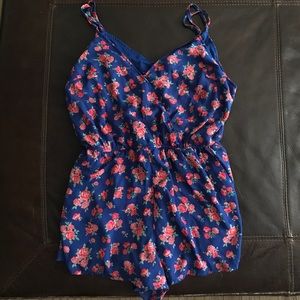 Blue rose floral romper